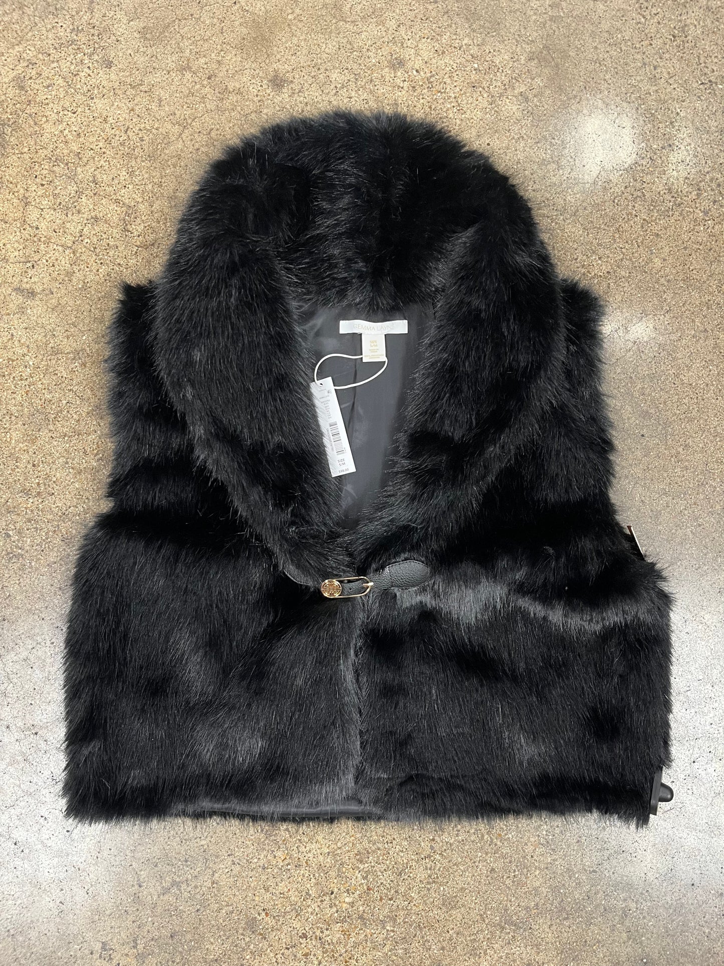 Vest Faux Fur & Sherpa By Clothes Mentor In Black, Size:S