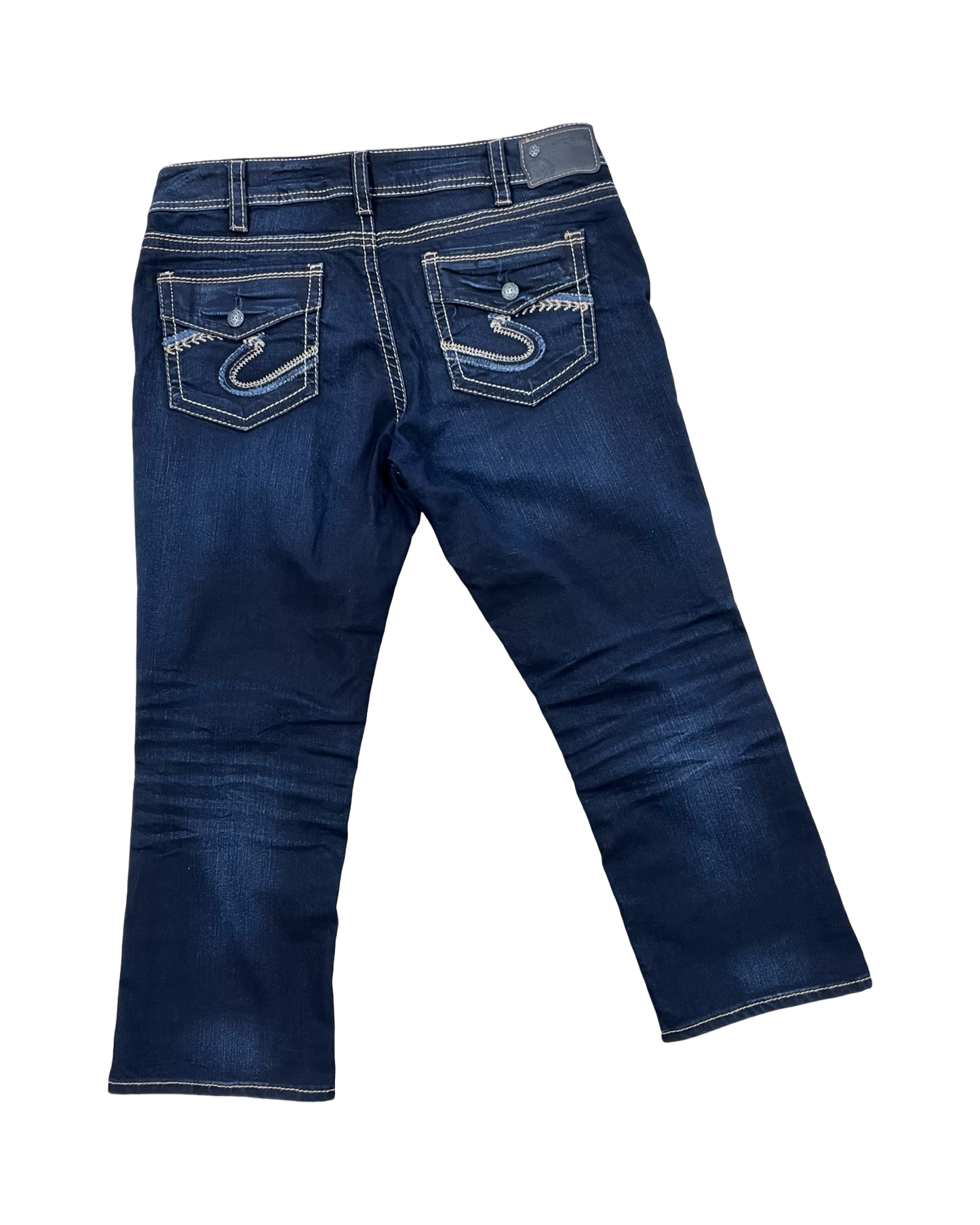 Jeans Cropped By Silver In Blue Denim, Size:18