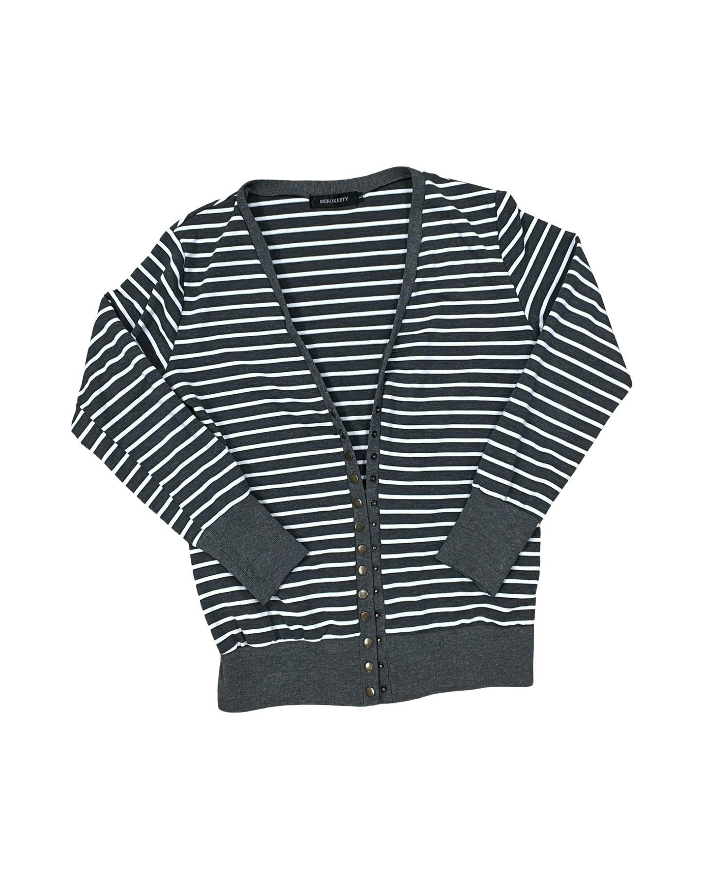 Cardigan By Merokeety In Grey & White, Size:L