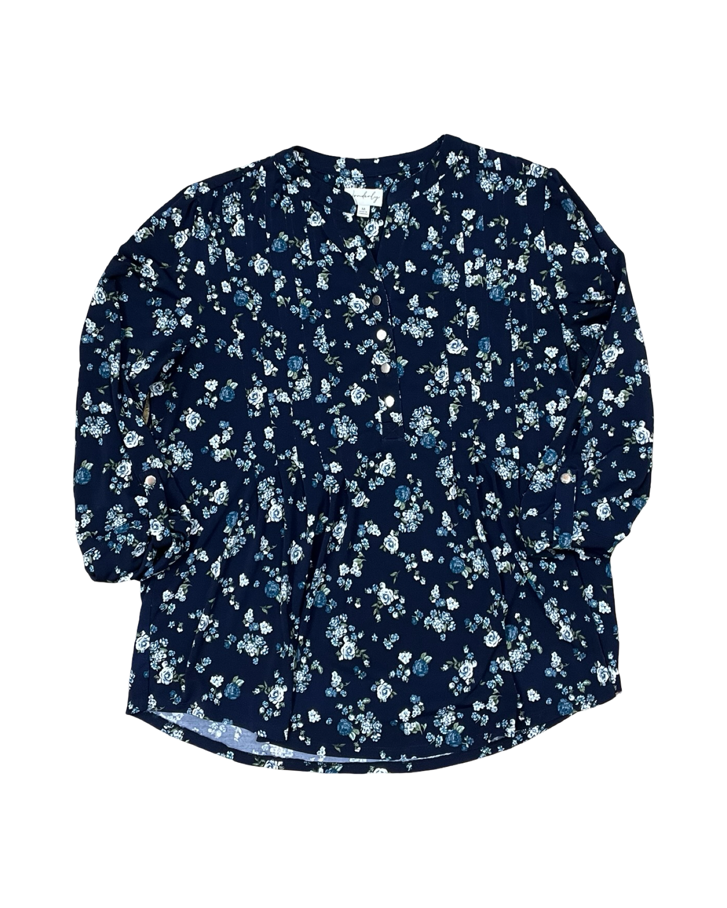 Top 3/4 Sleeve By Wonderly In Navy, Size:M