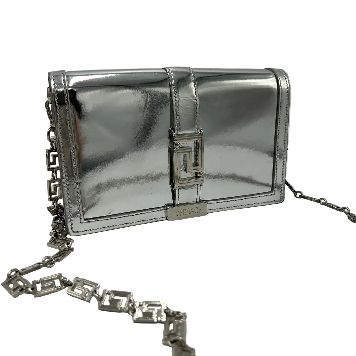 Versace Greca Metallic Luxury Wallet On A Chain
