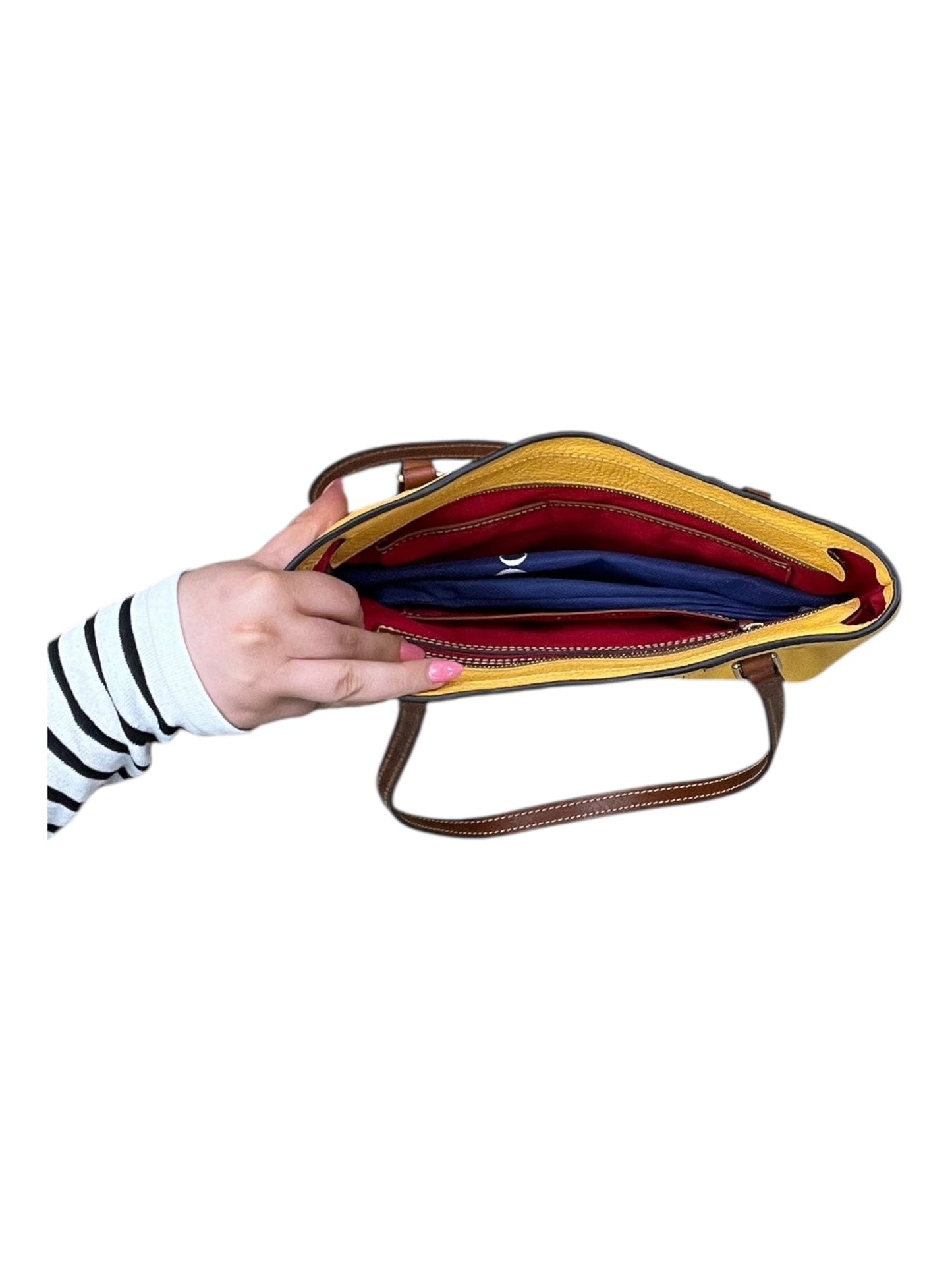 Handbag Designer By Dooney And Bourke In Yellow, Size:Medium