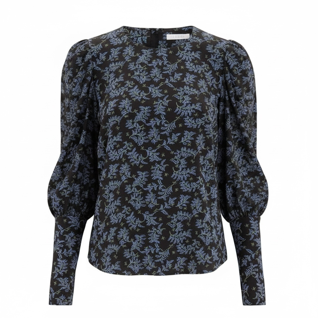 Clarke Puff Sleeve Top By Veronica Beard In Black & Blue, Size: 2