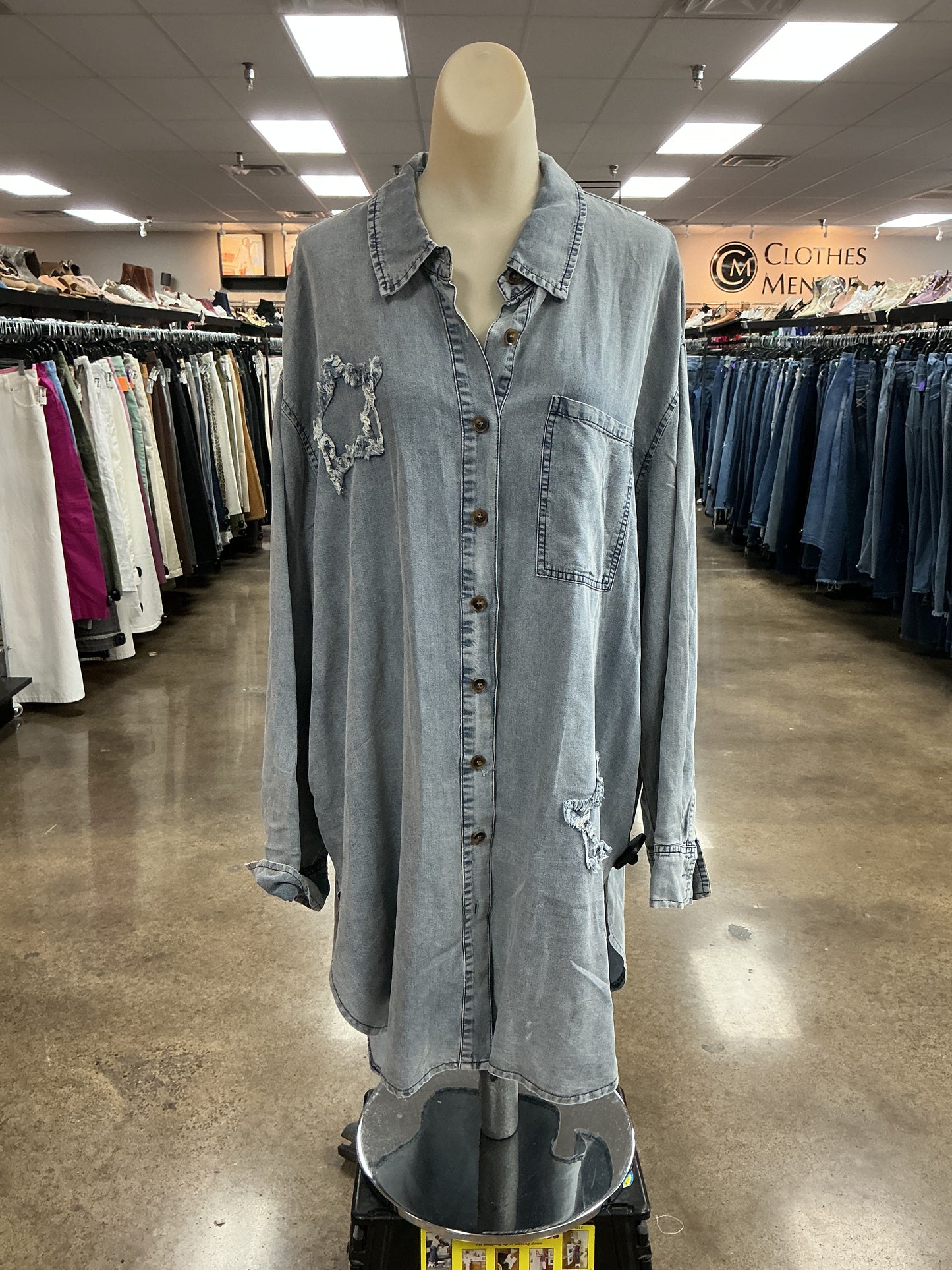 Dress Casual Short By Clothes Mentor In Blue Denim, Size:Xl