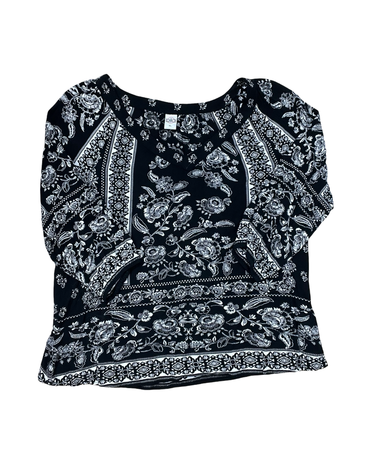 Top 3/4 Sleeve By Bila In Black, Size:Xl