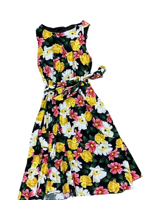 Dress Casual Midi By Tahari In Floral Print, Size:L