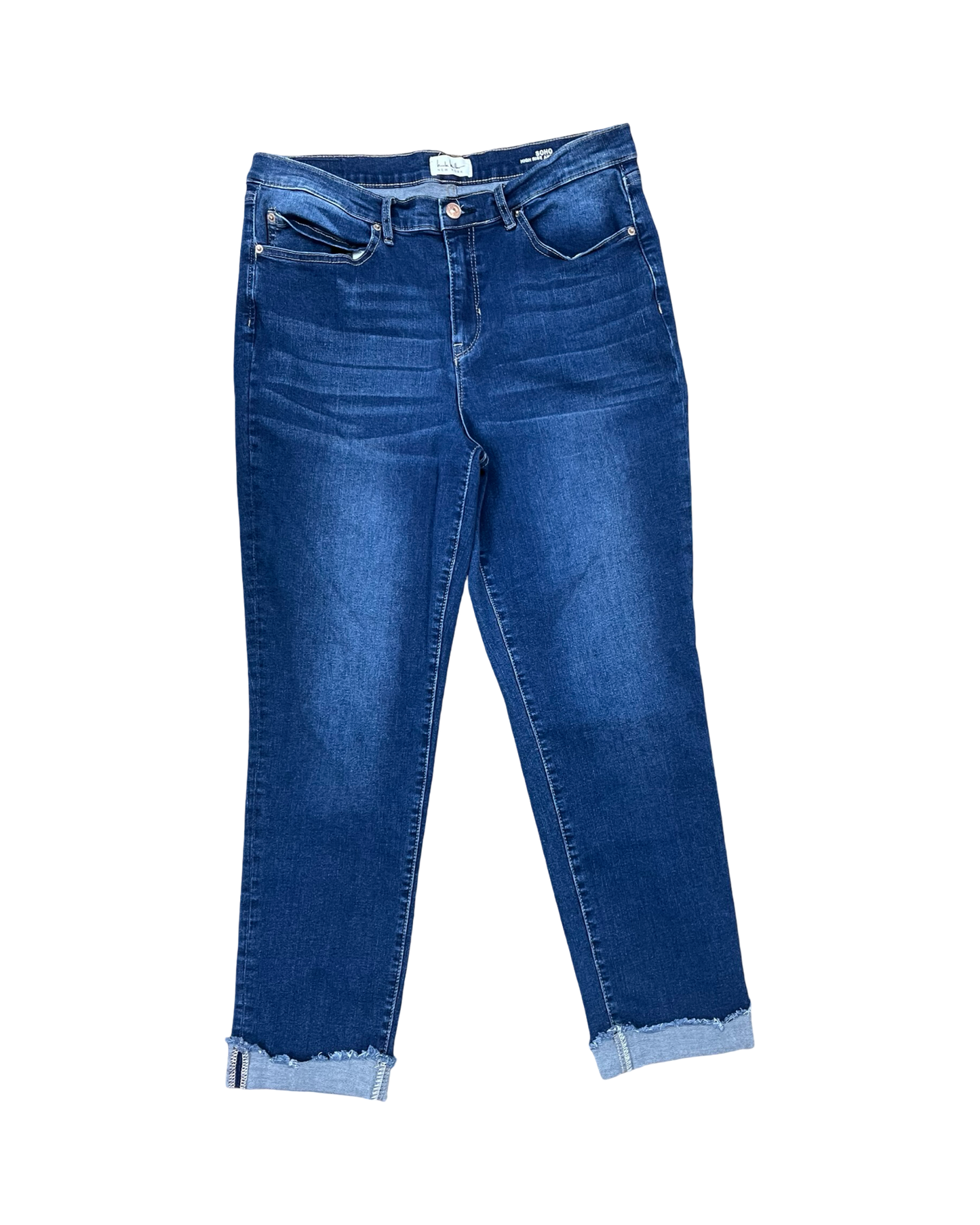 Jeans Skinny By Nicole Miller In Blue Denim, Size:12