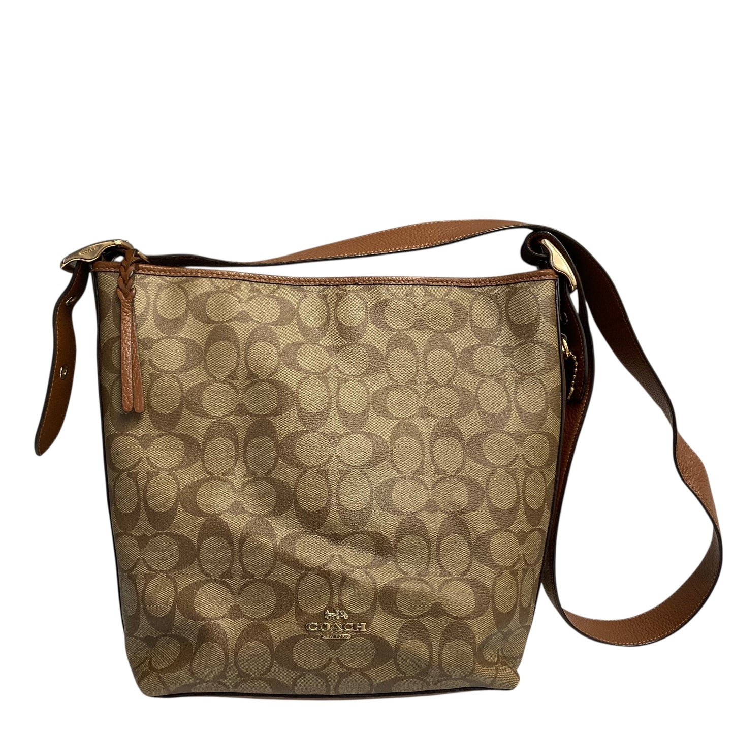 Crossbody Designer By Coach In Brown, Size:Large