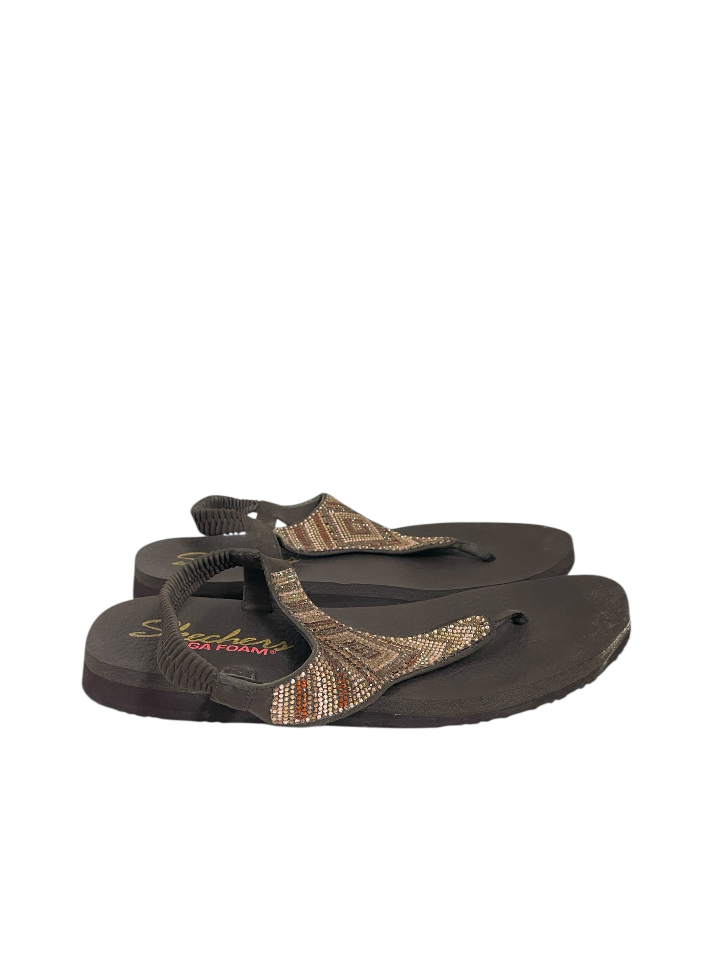Sandals Flip Flops By Skechers In Brown, Size:10