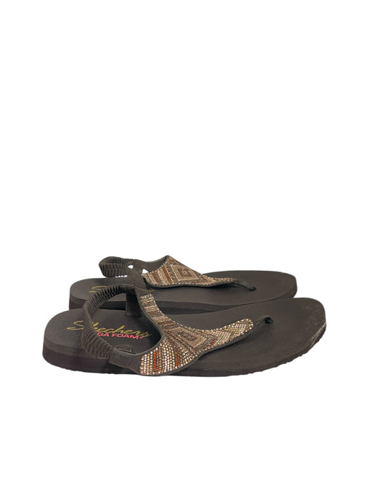 Sandals Flip Flops By Skechers In Brown, Size:10