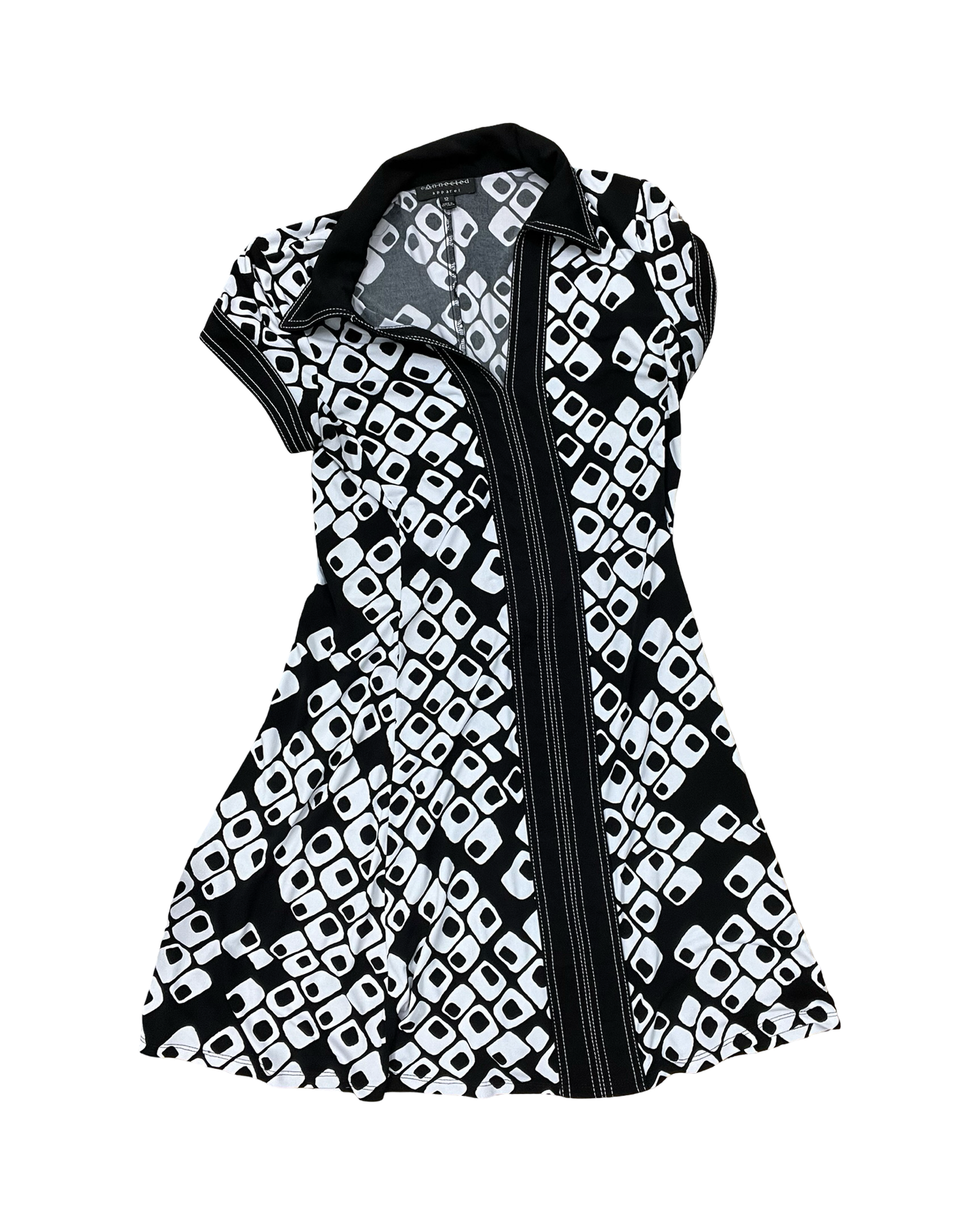 Dress Casual Midi By Connected Apparel In Black & White, Size:L