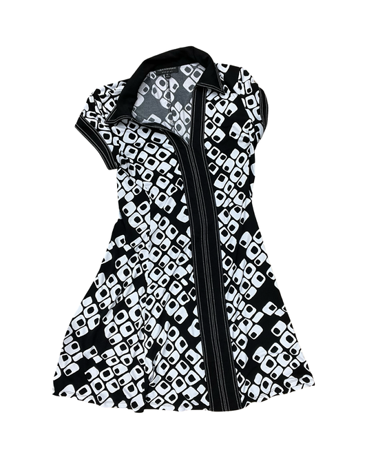 Dress Casual Midi By Connected Apparel In Black & White, Size:L