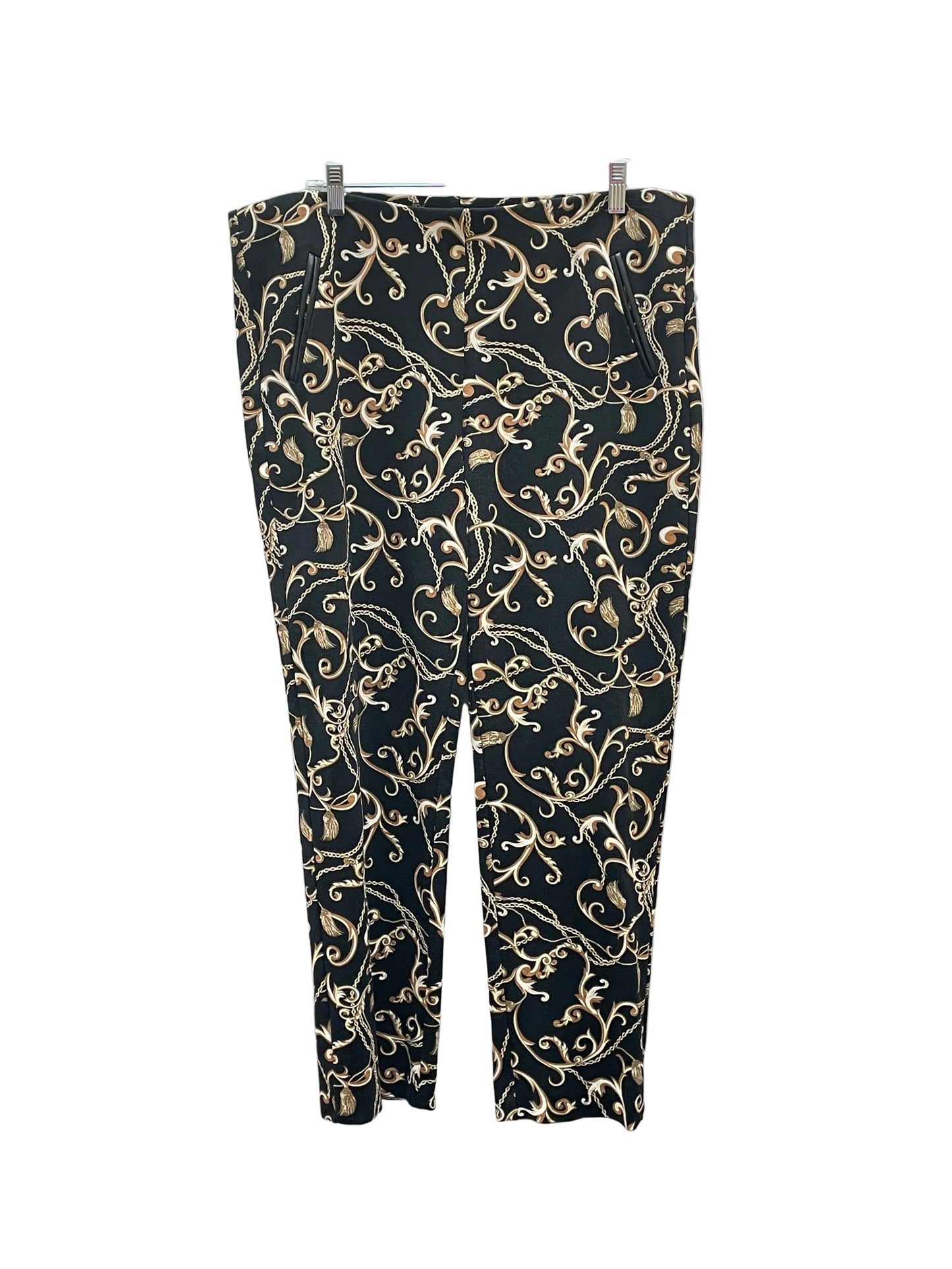 Pants Dress By Chicos In Black & Gold, Size:14