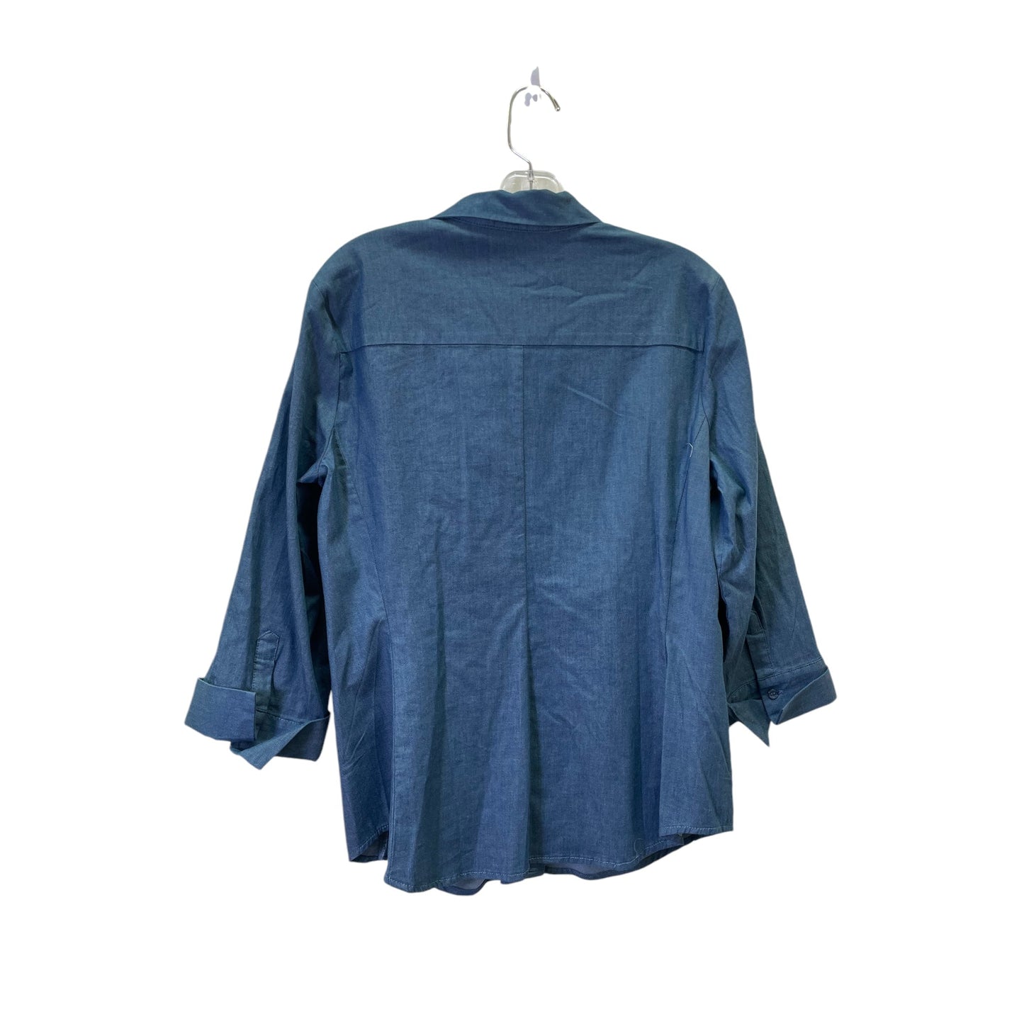 Top 3/4 Sleeve Basic By New York And Co In Blue Denim, Size:L