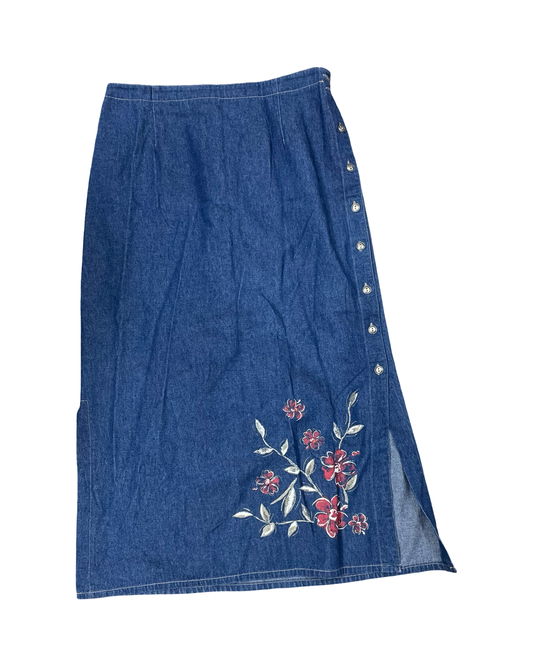Skirt Maxi By Koret In Blue Denim, Size:Xl