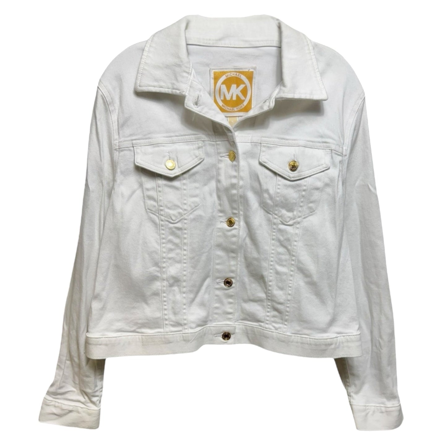 Basics Denim Jacket Designer By Michael Kors In White, Size: XL