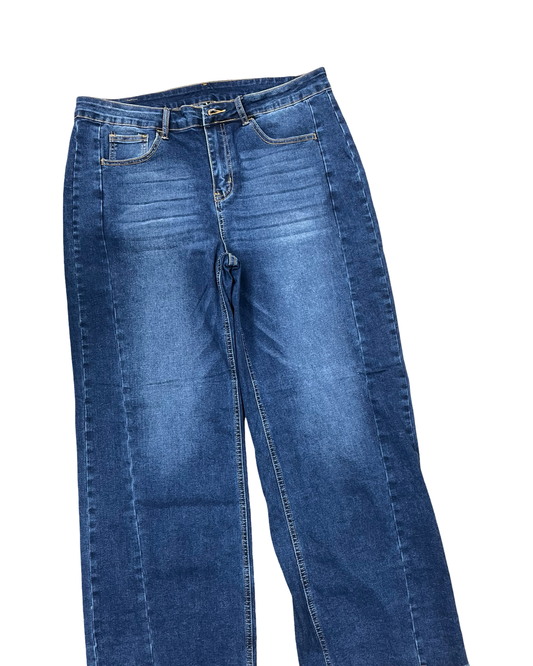Jeans Wide Leg By Prettygarden In Blue Denim, Size:18