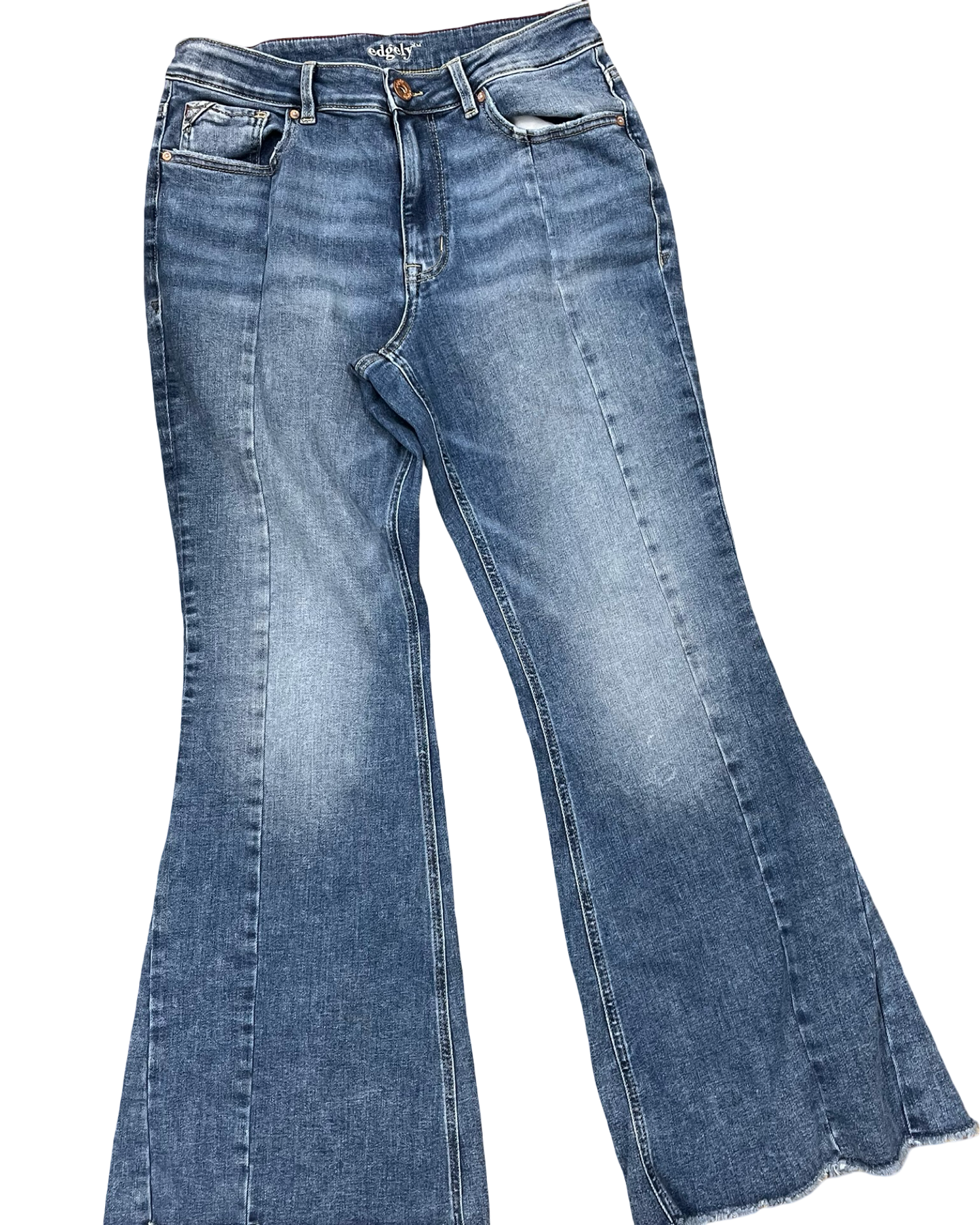Jeans Wide Leg By Edgely In Blue Denim, Size:14