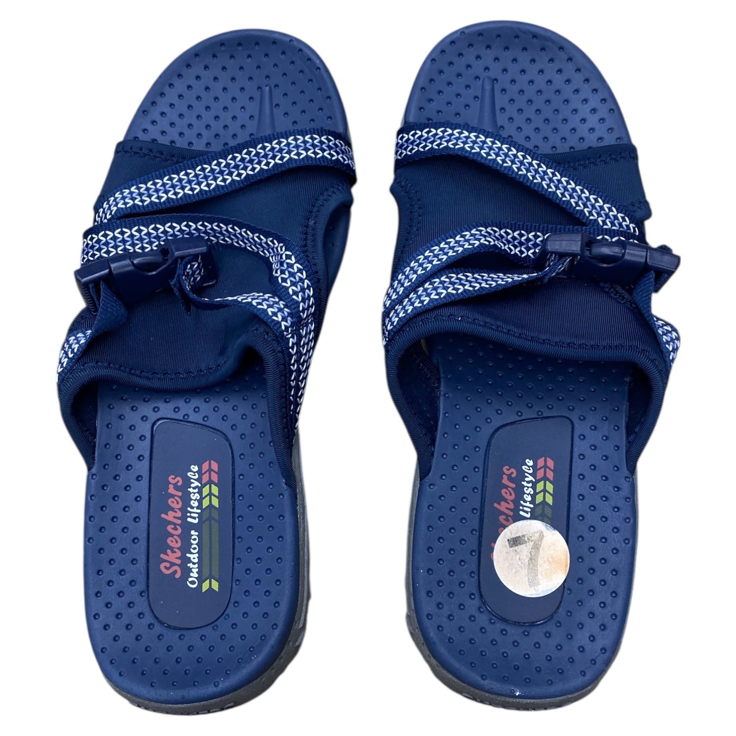 Sandals Flats By Skechers In Blue & White, Size:7