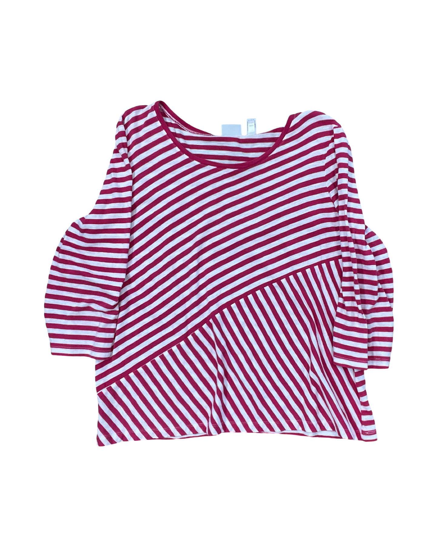 Top 3/4 Sleeve By Zenergy By Chicos In Pink & White, Size:Xl