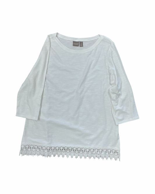 Top 3/4 Sleeve By Chicos In White, Size:L
