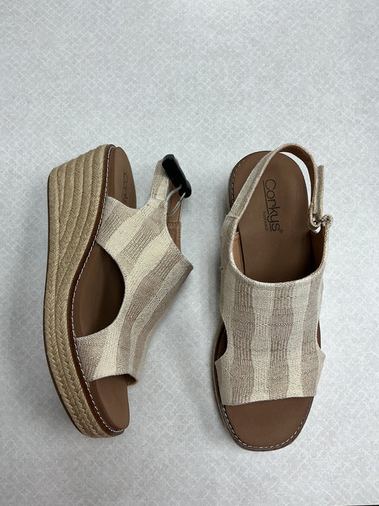 Sandals Heels Wedge By Corkys In Tan, Size:10
