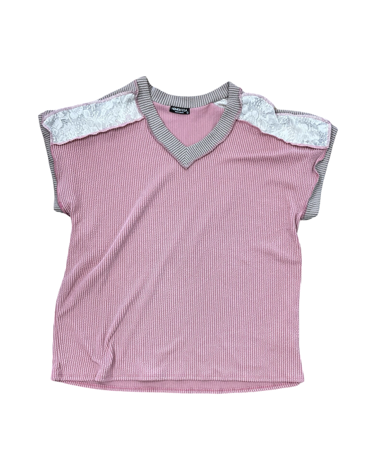 Top Ss By Heimish Usa In Pink & Tan, Size:L