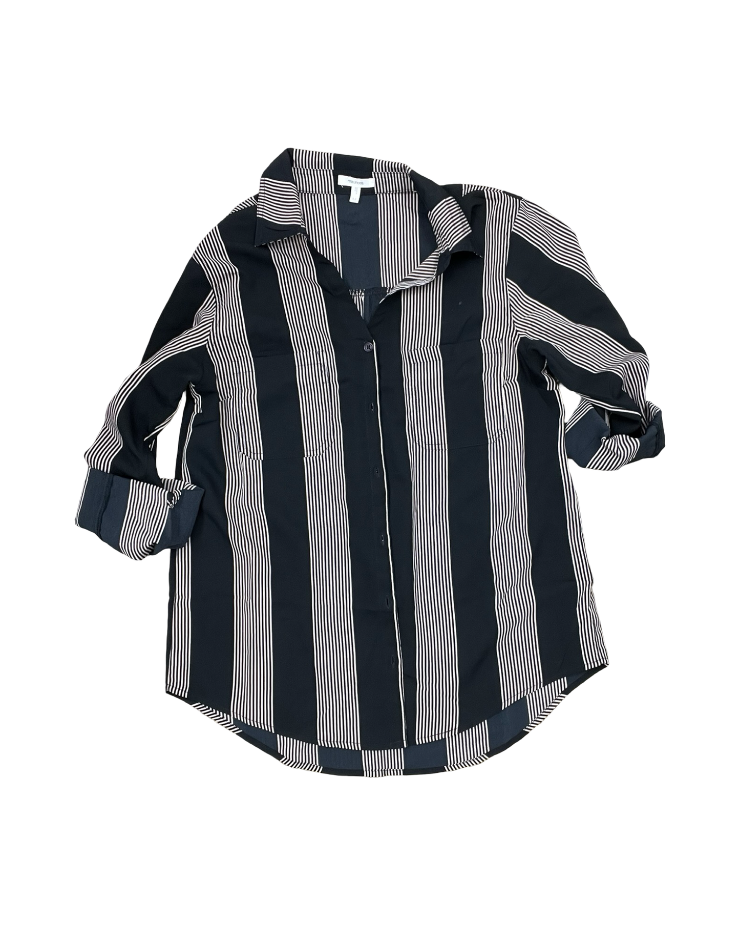 Blouse Ls By Maurices In Black & Cream, Size:M