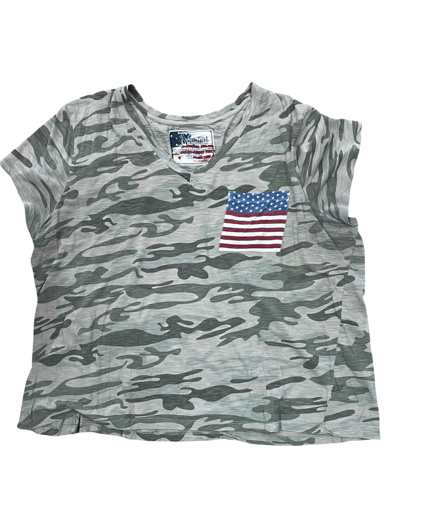 Top Ss By Natural Reflections In Camouflage Print, Size:2X