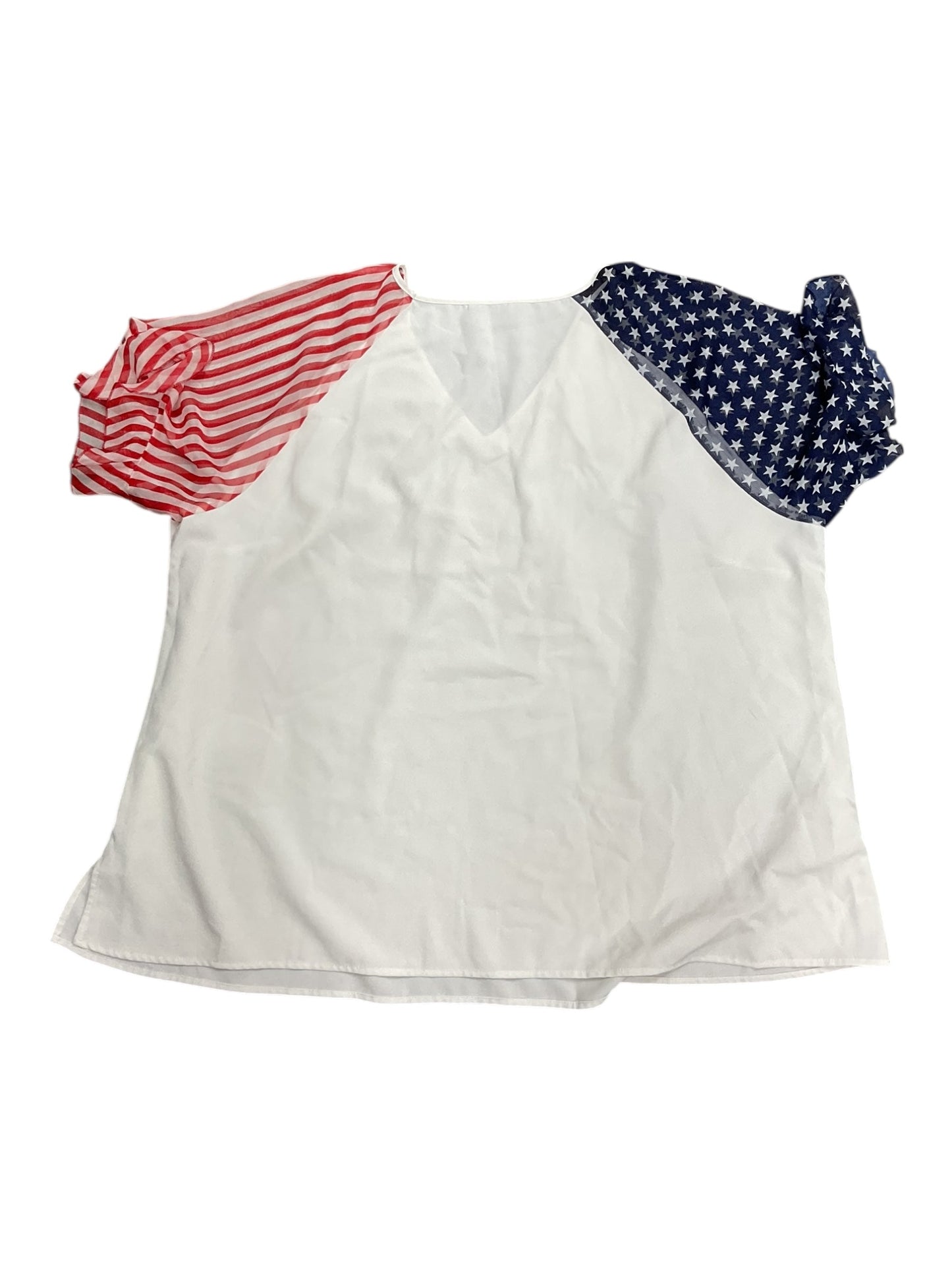 Top Ss By Bloomchic In Blue Red & White, Size:3X