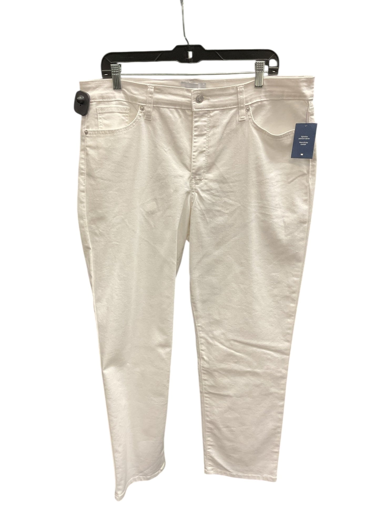 Jeans Straight By Crown And Ivy In White Denim, Size:16