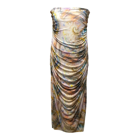Marlo Ruched Mesh Strapless Maxi Dress By AFRM In Multi-colored, Size: 3x