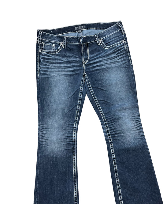 Jeans Boot Cut By Silver In Blue Denim, Size:20