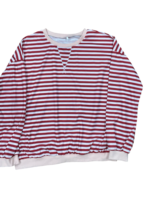 Sweatshirt Crewneck By Clothes Mentor In Red & White, Size:2X
