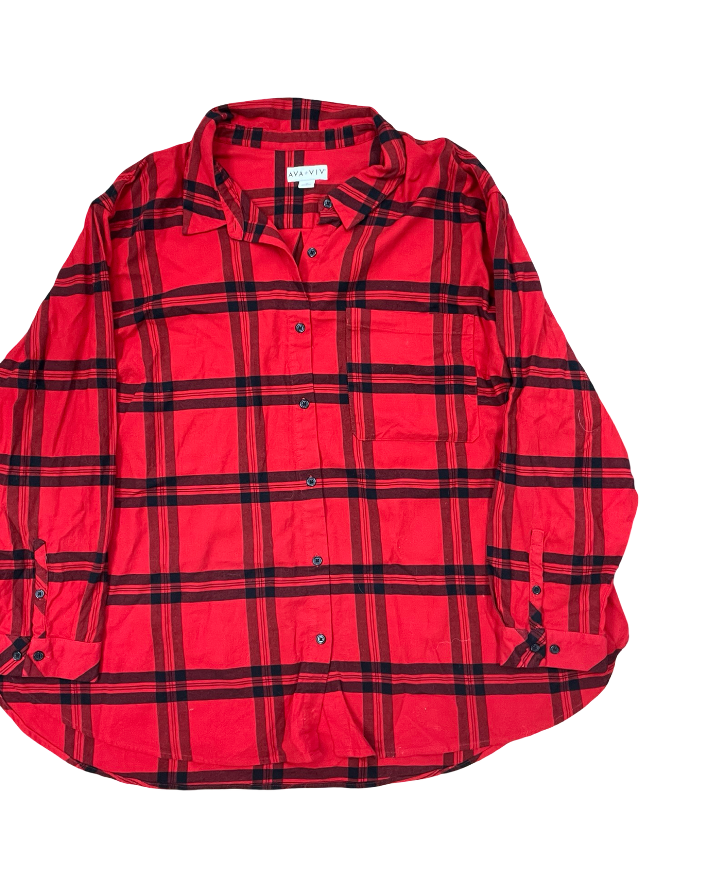 Top Ls By Ava & Viv In Black & Red, Size:3X
