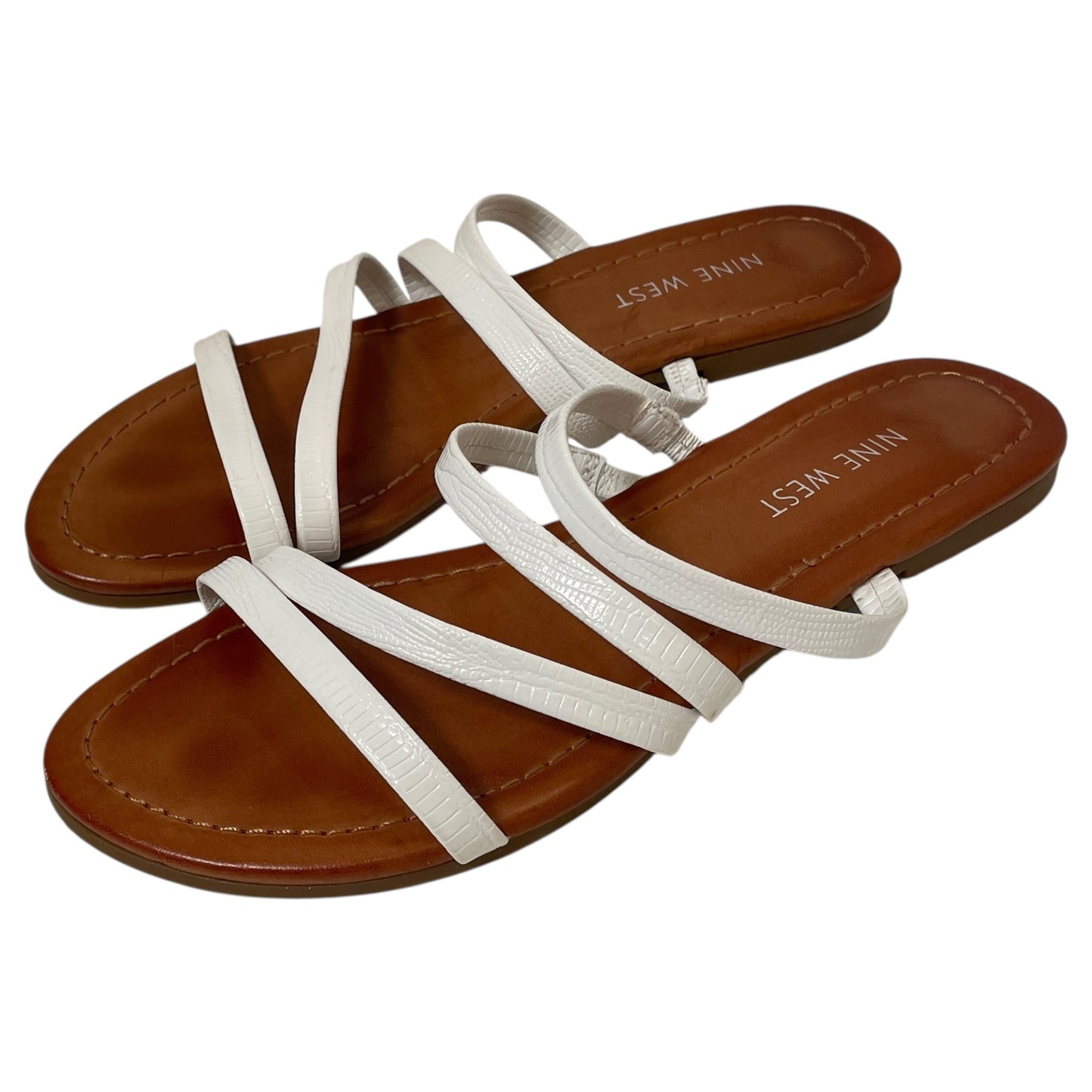 Sandals Flats By Nine West In White, Size:7