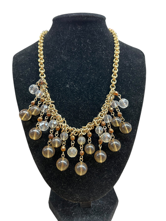 Necklace Statement By Talbots In Brown & Gold