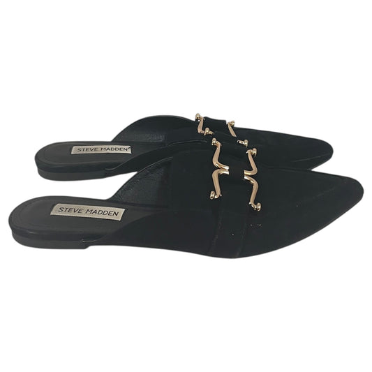 Shoes Flats By Steve Madden In Black & Gold, Size:8