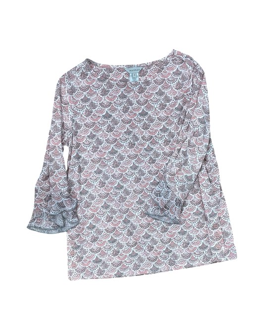 Top 3/4 Sleeve By Multiples In Cream & Pink, Size:S