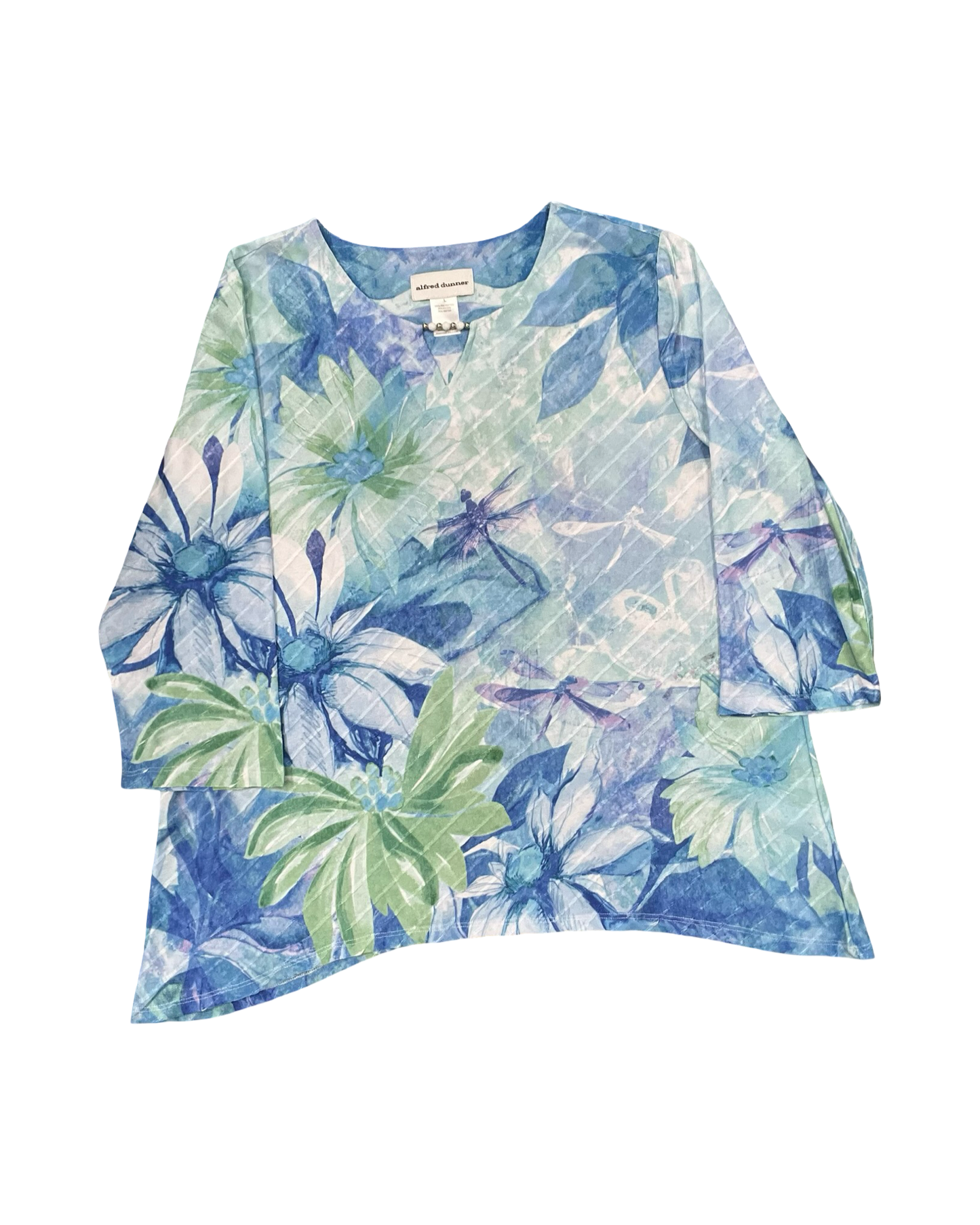 Top 3/4 Sleeve By Alfred Dunner In Blue, Size:L