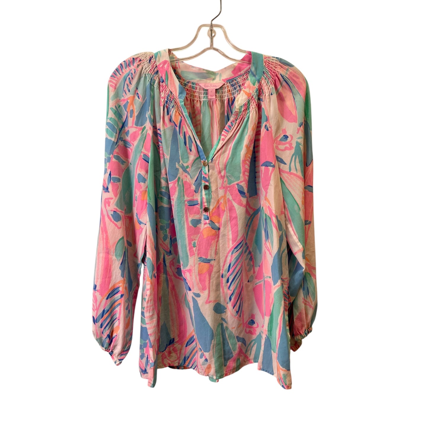 Top Ls Designer By Lilly Pulitzer In Blue & Pink, Size:L