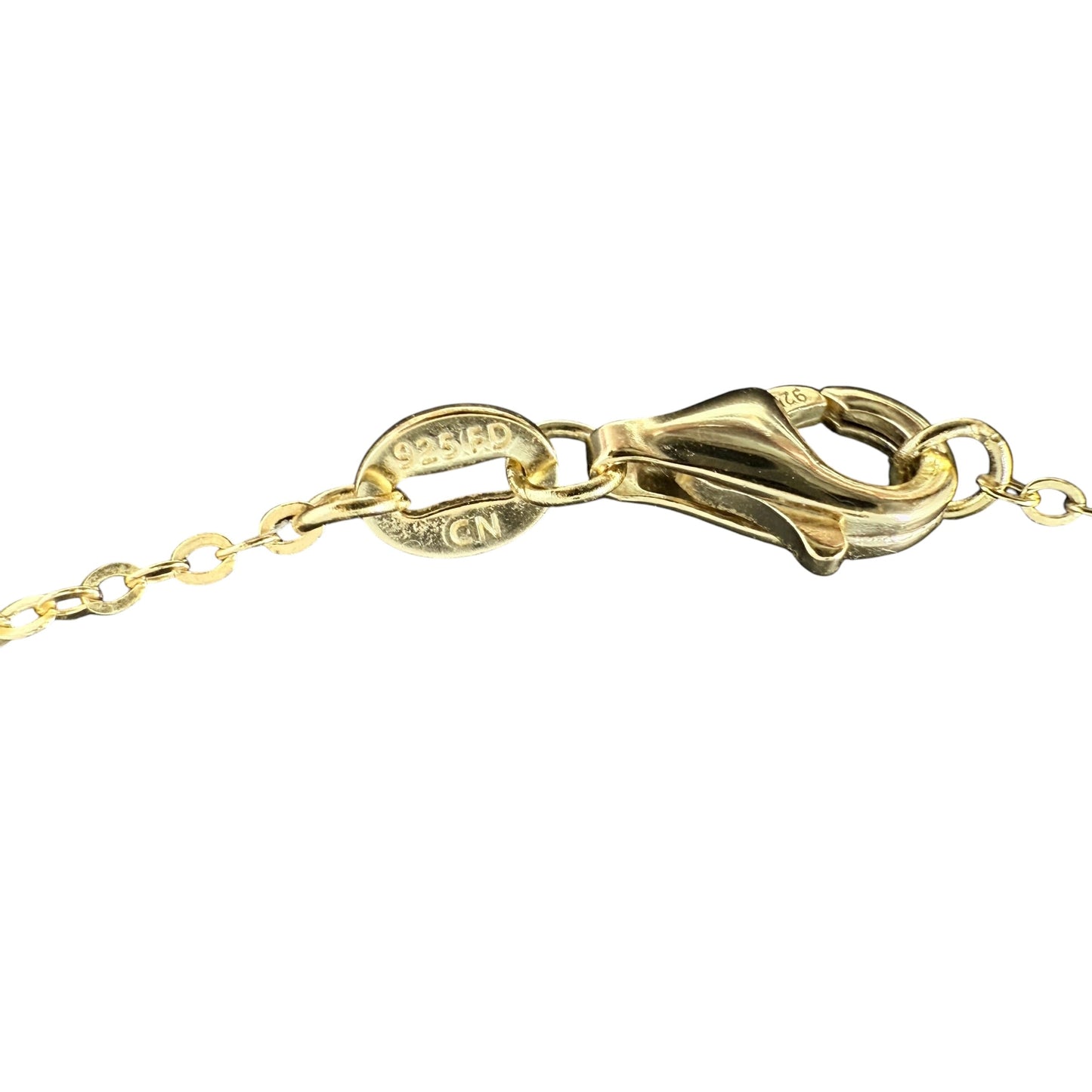 Gold Over Sterling Silver Crescent Moon & Pave Star Necklace