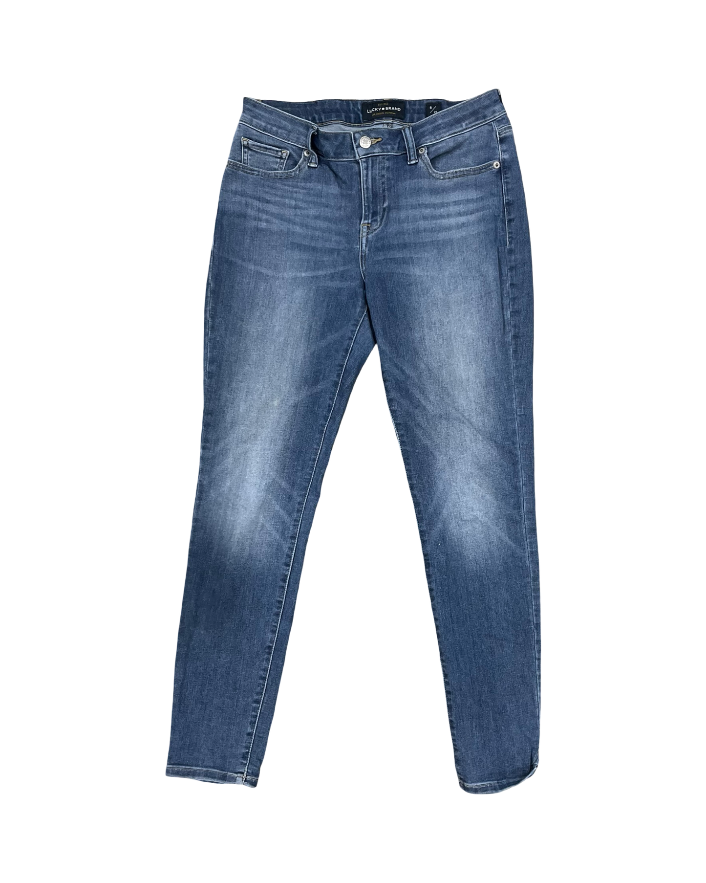 Jeans Straight By Lucky Brand In Blue Denim, Size:8