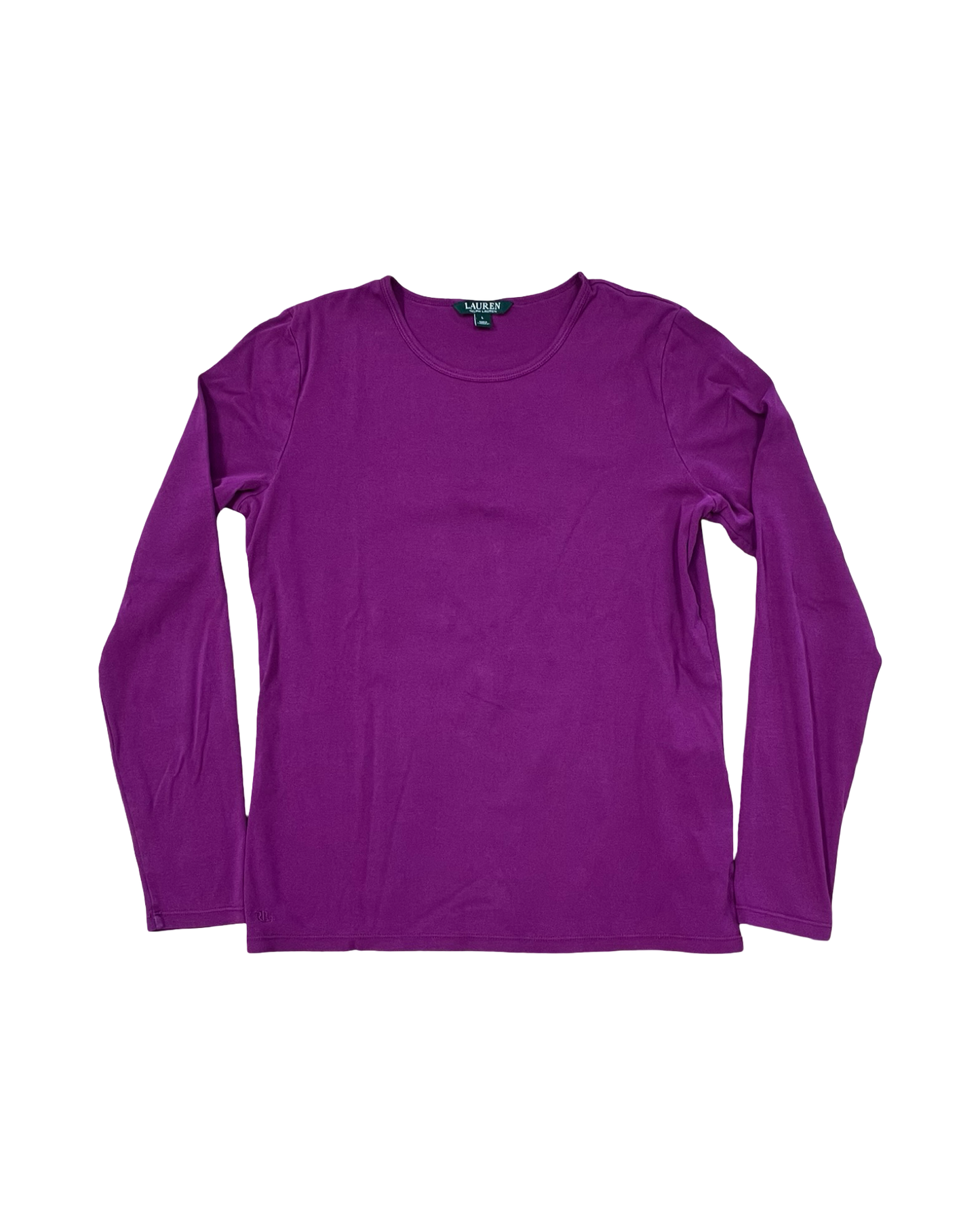 Top Ls Basic By Lauren By Ralph Lauren In Purple, Size:L