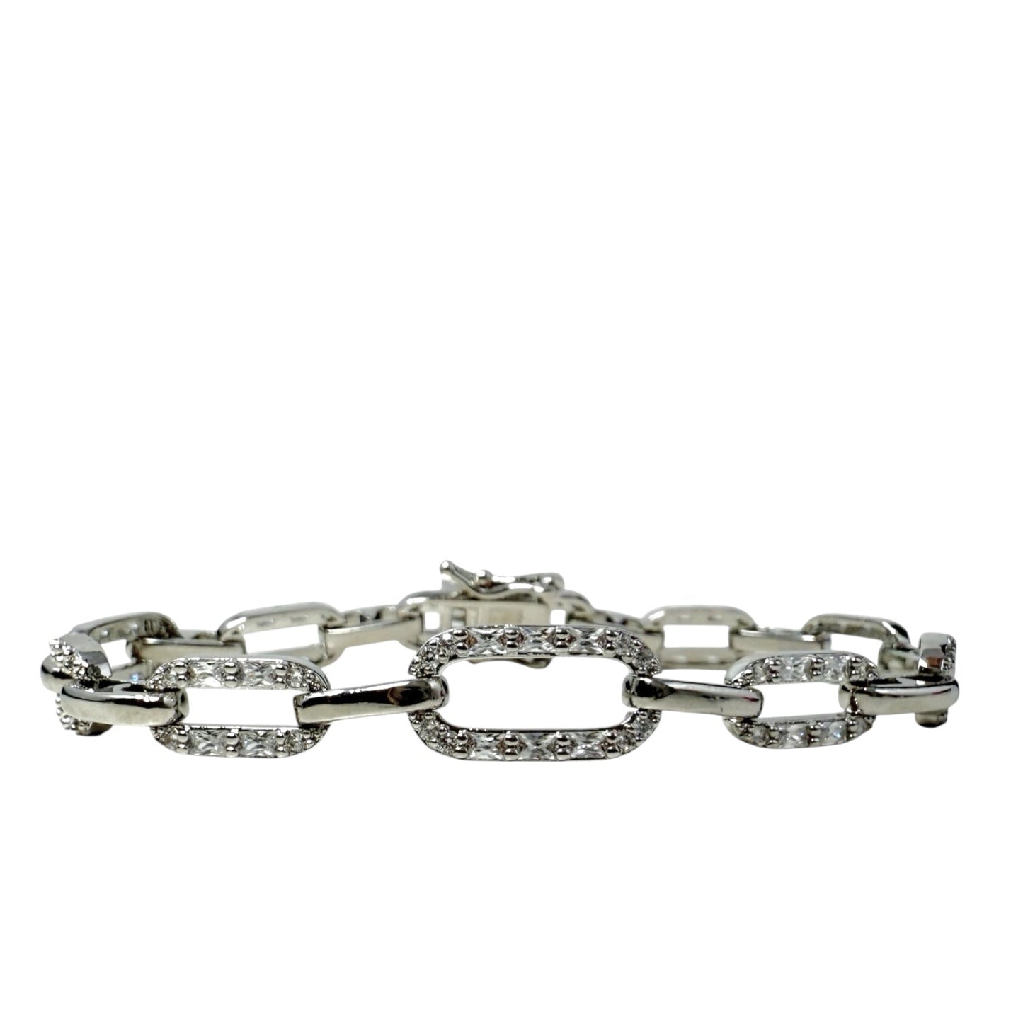 Silvertone Pave Link Bracelet