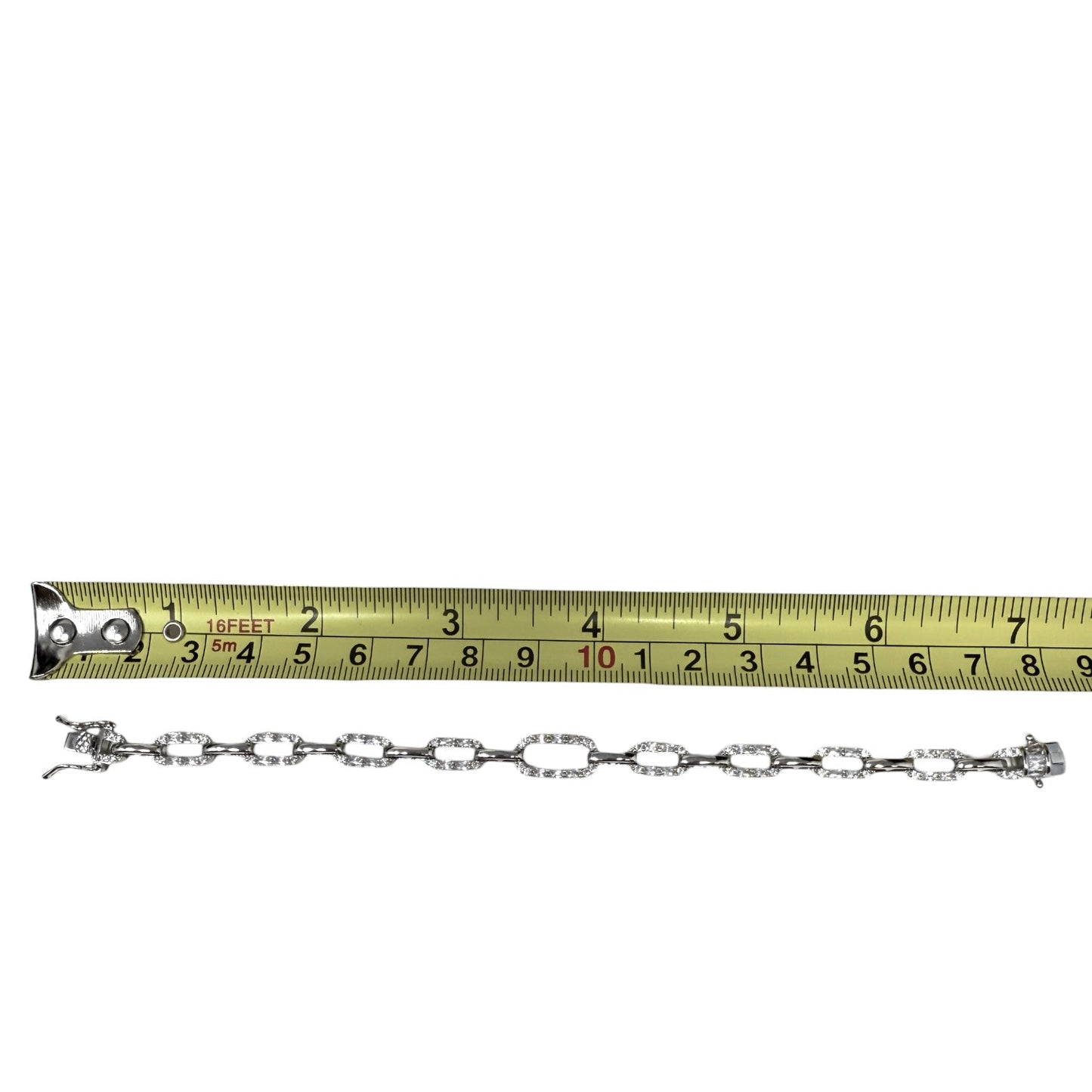 Silvertone Pave Link Bracelet
