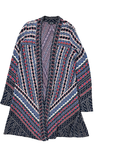 Sweater Cardigan By Nic + Zoe In Blue & Red, Size:S