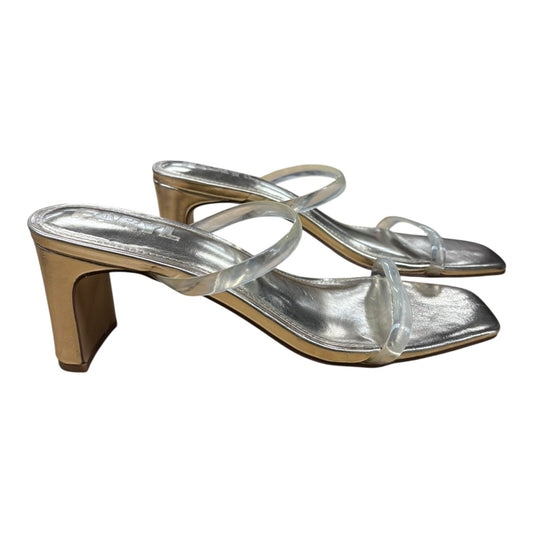 Sandals Heels Block By Cme In Clear, Size:7.5