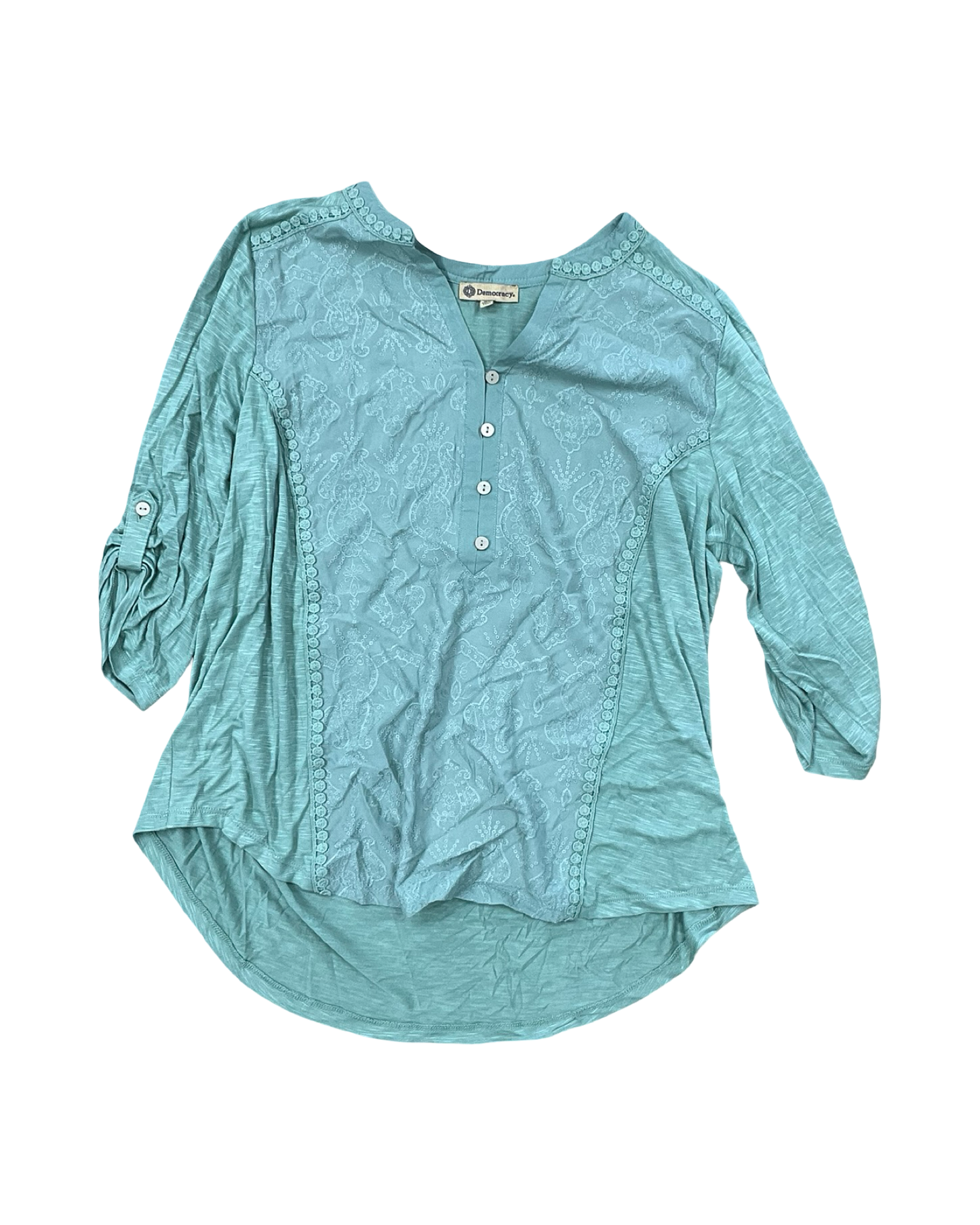 Top 3/4 Sleeve By Democracy In Green, Size:Xl