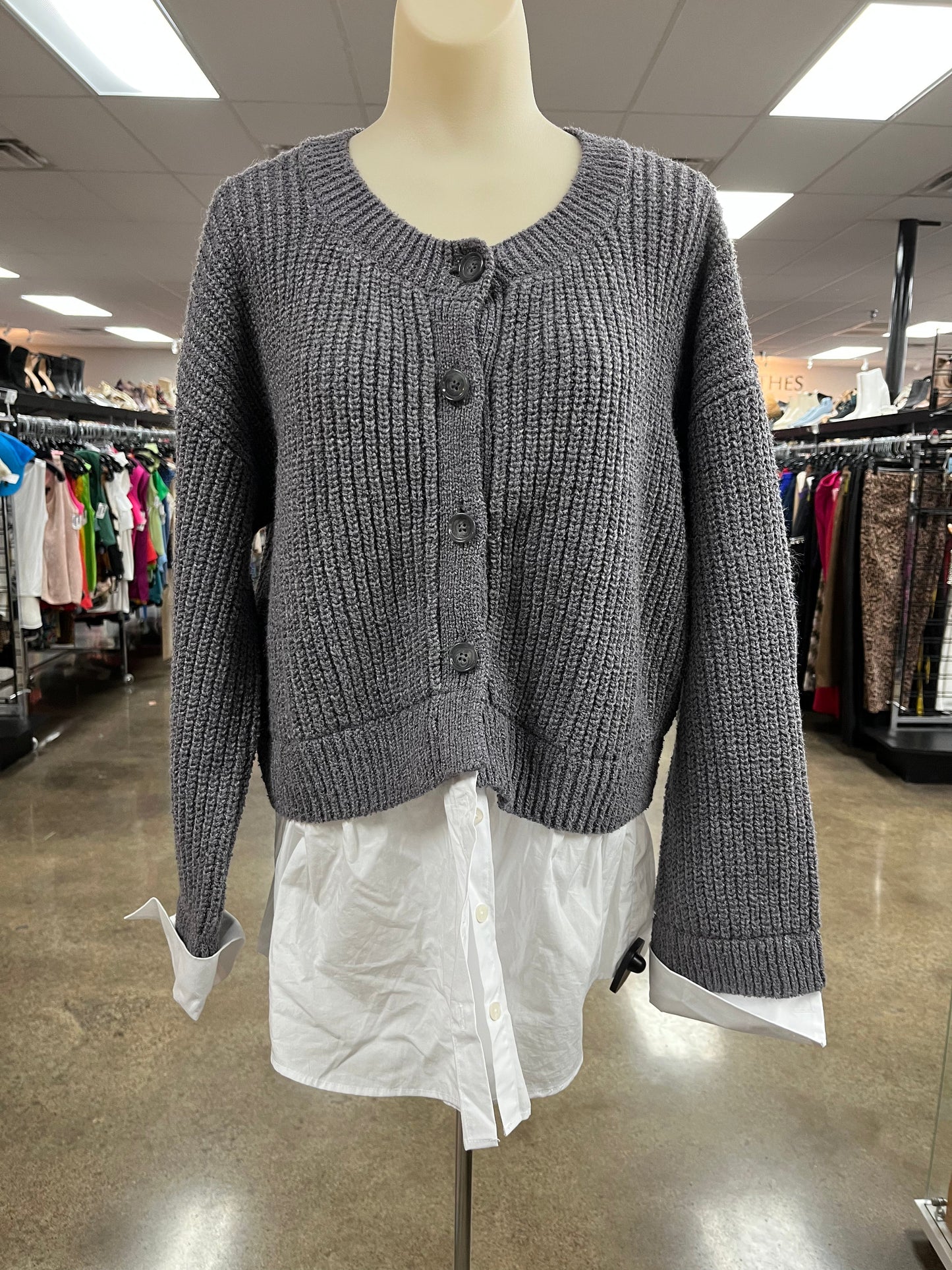 Sweater By Anthropologie In Grey, Size:Xl